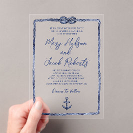 Uitnodiging voor nautisch acryl bruiloft