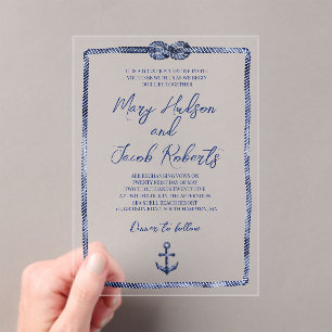 Uitnodiging voor nautisch acryl bruiloft