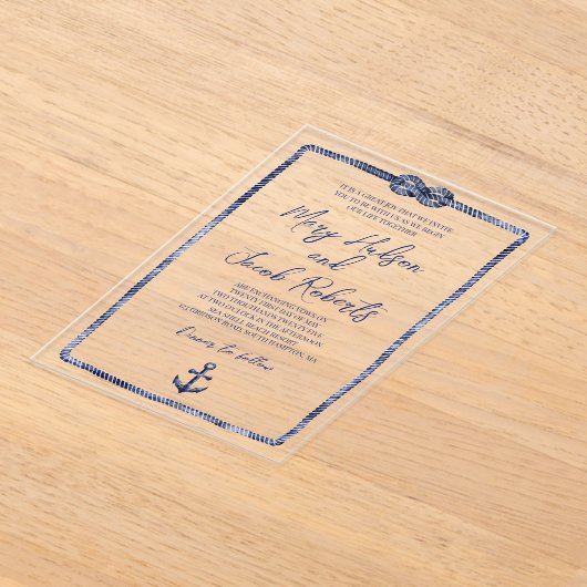 Uitnodiging voor nautisch acryl bruiloft (Laagn)