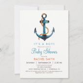 Uitnodiging voor nautisch anker Baby shower (Voorkant)