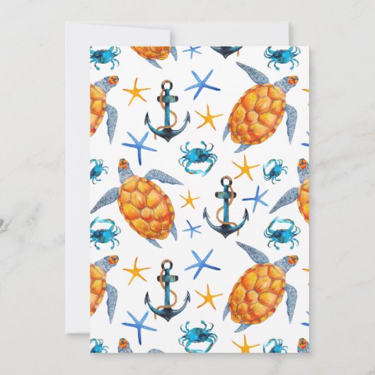 Uitnodiging voor nautisch anker Baby shower (Achterkant)