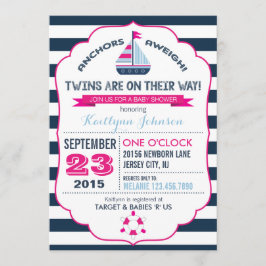 Uitnodiging voor nautisch anker en streep Baby sho