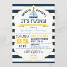 Uitnodiging voor nautisch anker en streep Baby sho