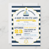 Uitnodiging voor nautisch anker en streep Baby sho (Voorkant)