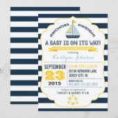 Uitnodiging voor nautisch anker en streep Baby sho (Voorkant / Achterkant)