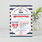 Uitnodiging voor nautisch anker en streep Baby sho (Staand voorkant)