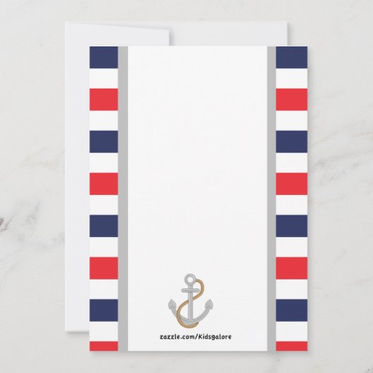 Uitnodiging voor nautisch Baby shower (Achterkant)