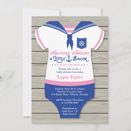 Uitnodiging voor nautisch Baby shower, genderneutr (Voorkant)