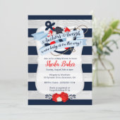 Uitnodiging voor nautisch Baby shower - Sailor The (Staand voorkant)
