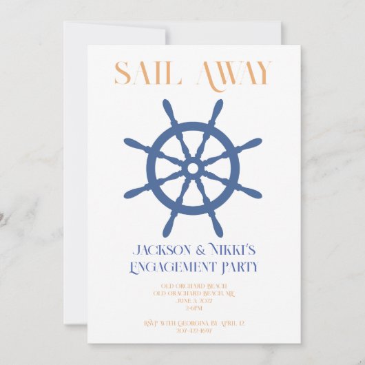 Uitnodiging voor nautisch strandverbintenisfeest S (Voorkant)