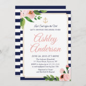 Uitnodiging voor nautische anker bruidsdouche (Voorkant / Achterkant)