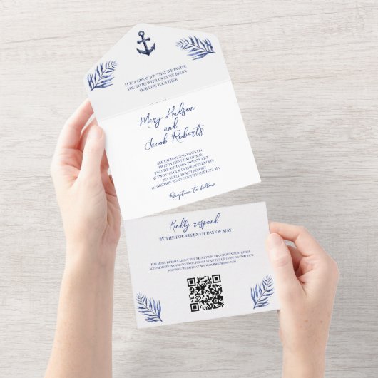 Uitnodiging voor nautische bruiloft (Afscheurbaar)