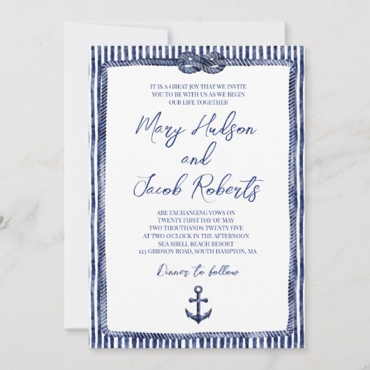 Uitnodiging voor nautische bruiloft (Voorkant)