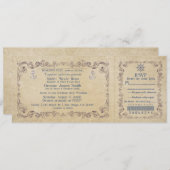 Uitnodiging voor nautische bruiloft cruiseticket (Voorkant / Achterkant)