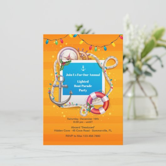 Uitnodiging voor nautische kerstbootparade (Staand voorkant)