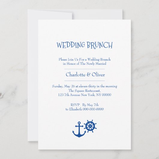 Uitnodiging voor nautische trouwbrunch (Voorkant)