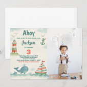 Uitnodiging voor nautische verjaardagsfeestjes met (Voorkant / Achterkant)