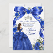 Uitnodiging voor Navy Blue Bow Coquette Princess Q (Voorkant)