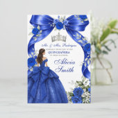 Uitnodiging voor Navy Blue Bow Coquette Princess Q (Staand voorkant)