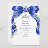Uitnodiging voor Navy Blue Bow Coquette Princess Q (Achterkant)