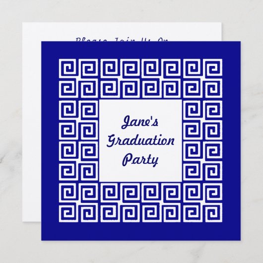 Uitnodiging voor Navy Blue & Silver Key Afstudeerd (Voorkant / Achterkant)