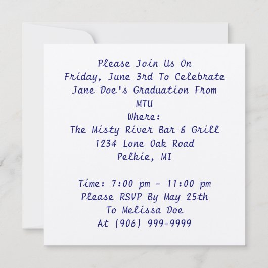 Uitnodiging voor Navy Blue & Silver Key Afstudeerd (Achterkant)