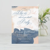 Uitnodiging voor Navy Blush Gouden Baby Reveal Sho (Staand voorkant)