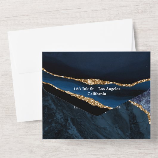 Uitnodiging voor Navy en Gold Agate All In One (Achterkant)