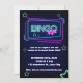 Uitnodiging voor Navy en Neon Bingo Night Feest (Voorkant)