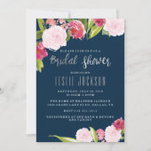 Uitnodiging voor Navy en Silver Bridal Shower (Voorkant)