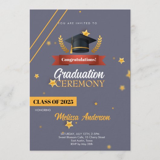 Uitnodiging voor Navy Gold Class van 2025 diploma- (Voorkant)