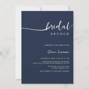Uitnodiging voor Navy Script Bridal Brunch