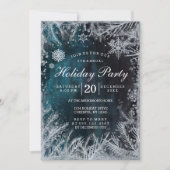Uitnodiging voor Navy & Silver Snow Holiday Party (Voorkant)