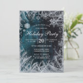 Uitnodiging voor Navy & Silver Snow Holiday Party (Staand voorkant)