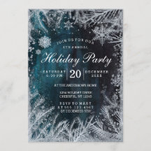 Uitnodiging voor Navy & Silver Snow Holiday Party