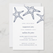 Uitnodiging voor Navy & White Starfish Engagement  (Voorkant)