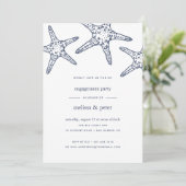 Uitnodiging voor Navy & White Starfish Engagement  (Staand voorkant)