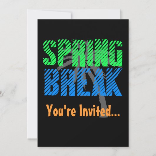 Uitnodiging voor Neon/Black Spring Break Party (Voorkant)