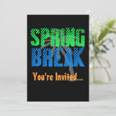 Uitnodiging voor Neon/Black Spring Break Party (Staand voorkant)