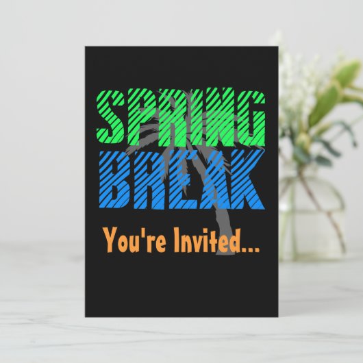 Uitnodiging voor Neon/Black Spring Break Party (Staand voorkant)