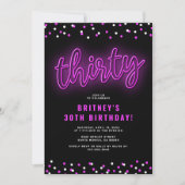 Uitnodiging voor neon dertigste verjaardagsfeest (Voorkant)