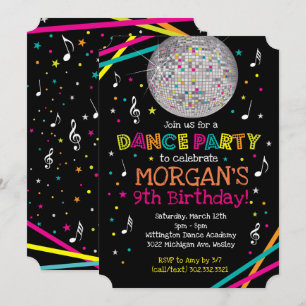 Uitnodiging voor Neon Glow Dance Party