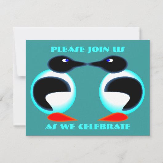 UITNODIGING VOOR NEON PAAR PINGUÏNS JUBILEUMPARTY (Voorkant)