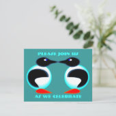 UITNODIGING VOOR NEON PAAR PINGUÏNS JUBILEUMPARTY (Staand voorkant)