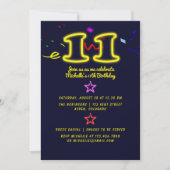 Uitnodiging voor neon verjaardagsfeestje voor elfj (Voorkant)