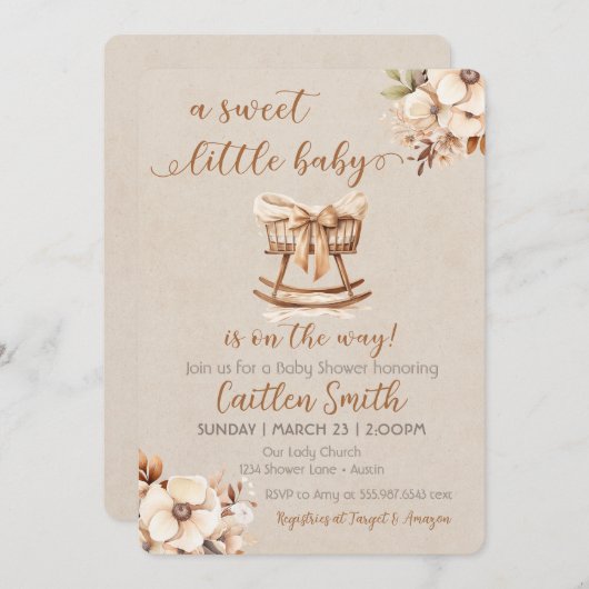 Uitnodiging voor neutraal Baby shower (Voorkant / Achterkant)