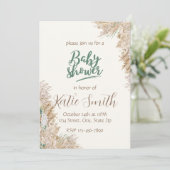 Uitnodiging voor neutrale boho-babyshower (Staand voorkant)