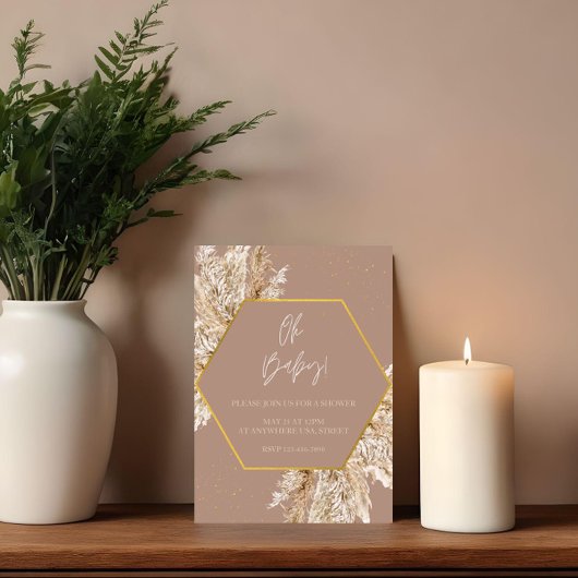 Uitnodiging voor neutrale boho Pampas bruilofts do