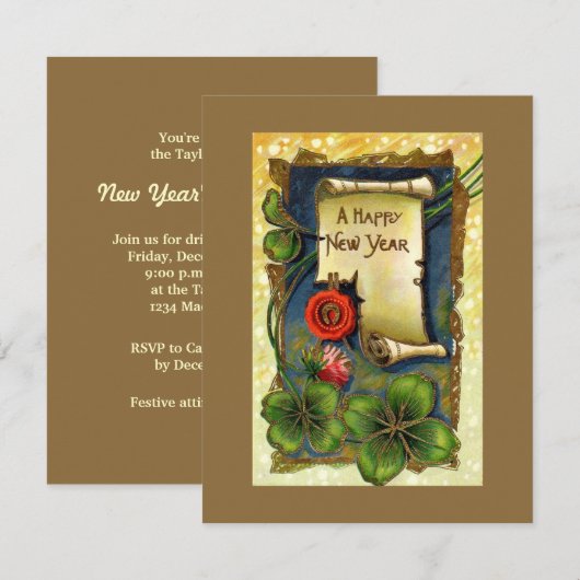  uitnodiging voor nieuwe jaren (Voorkant / Achterkant)