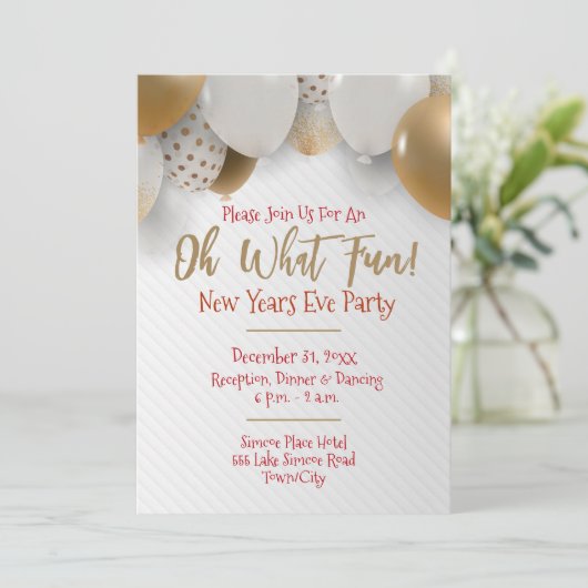 Uitnodiging voor nieuwe jaren, Gold & White (Staand voorkant)